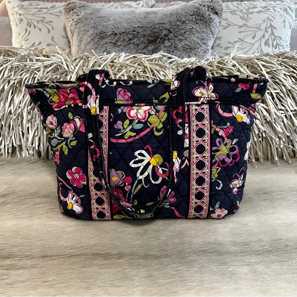 VERA BRADLEY Ribbons 2012 Mandy Tote
Pink Yellow Blue Floral Y2K Zipper Handles - Picture 7 of 15